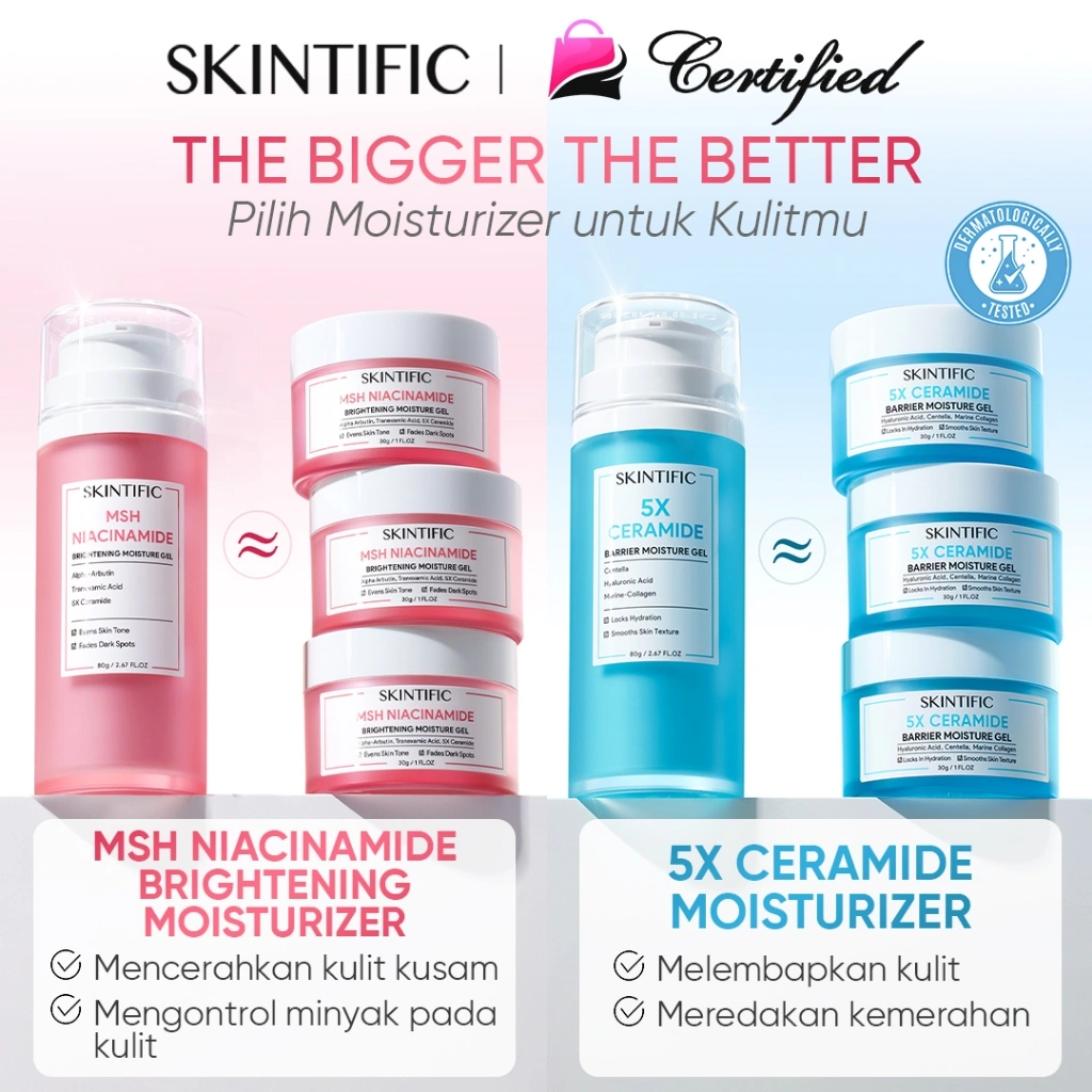 [SKINTIFIC CERTIFIED] Big Size 80g Moisturizer Mel / Krim Wajah / Moisturizer Mencerahkan / Cream siang malam / Moisturizer niacinamide whitening / Day cream pemutih / Moisturizer glowing / Symwhite brightening / Barrier / Acne Calming moist