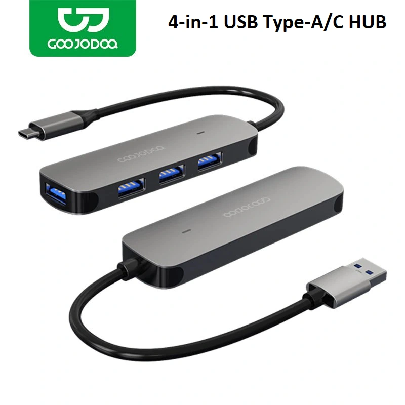 GOOJODOQ Premium 4-in-1 USB Type A / Type C USB 3.0 Hub for Mobile Phone PC - USB Type-C