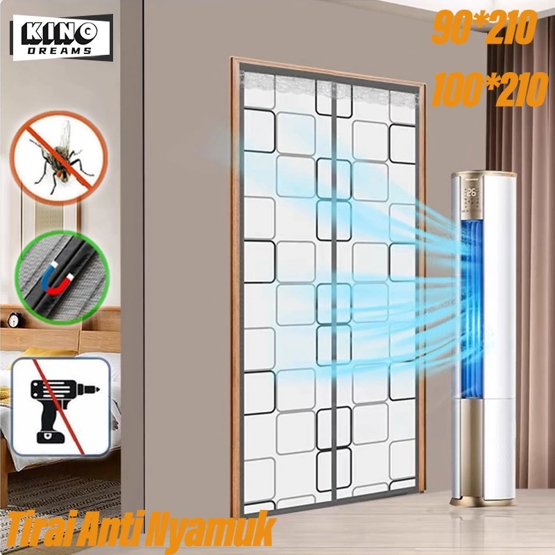 Tirai Magnet Elegan PVC Anti Nyamuk - Modis Tahan Api Tahan Gores Dan Pemasangan Tempel Untuk Ruangan AC Ukuran 90x210CM/100x210CM