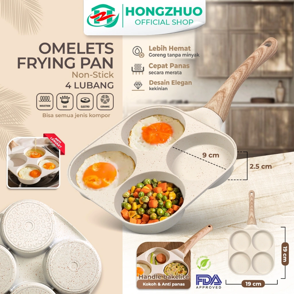Tifale By Hongzhuo Tamago Wajan Penggorengan 4IN1 Telur Pancake Omlet Pan Breakfast Anti Lengket