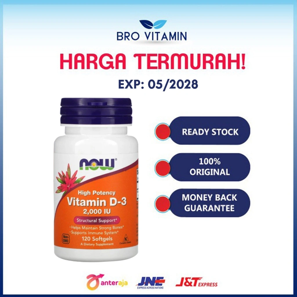 Now Vitamin D3 D-3 2000IU 120 softgels l imun inflamasi tulang gigi