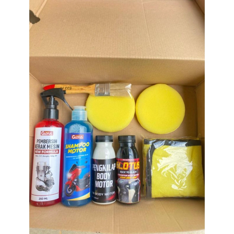 Paket Cuci Motor Engine Degreaser Penghitam Pengkilap Shampoo Pembersih Kerak Mesin Motor Original