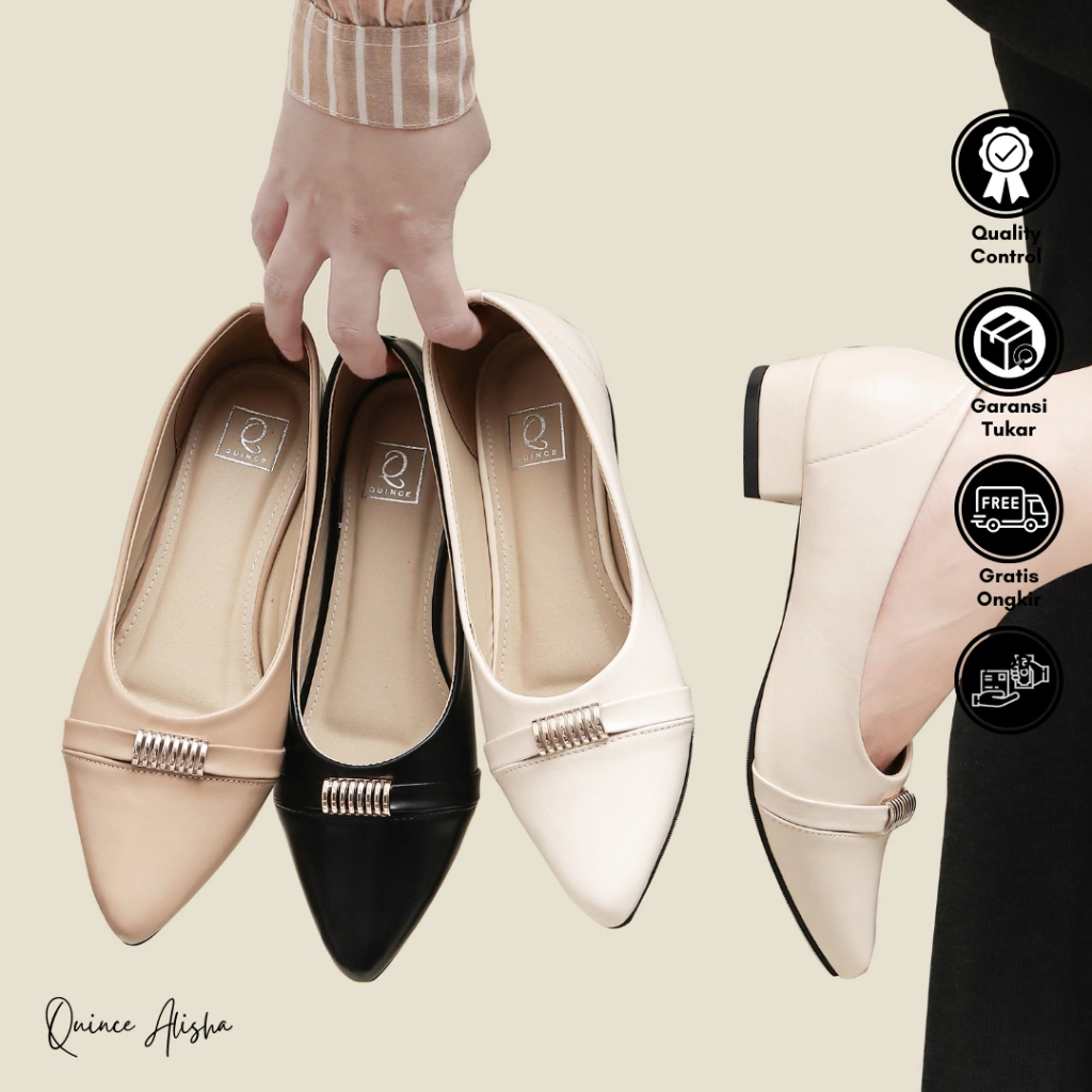 QUINCE Alisha Pantofel Wanita Sepatu Heels Wanita Hak 3 cm