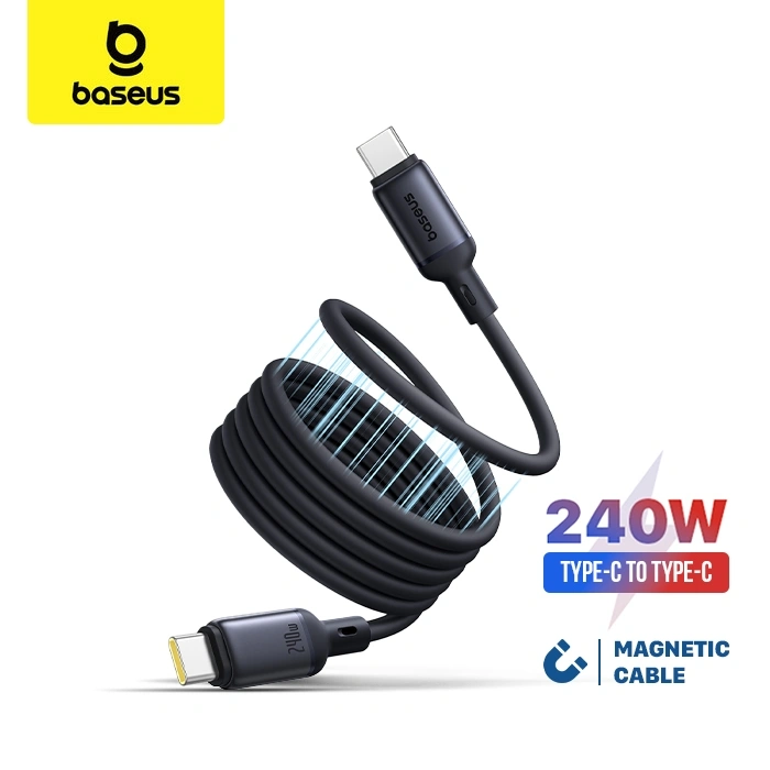 Baseus PicoGo Kabel Data 240W Magnetic Liquid Silicone Fast Charging Cable Type-C to Type-C PD 3.1 5A Easy Storage