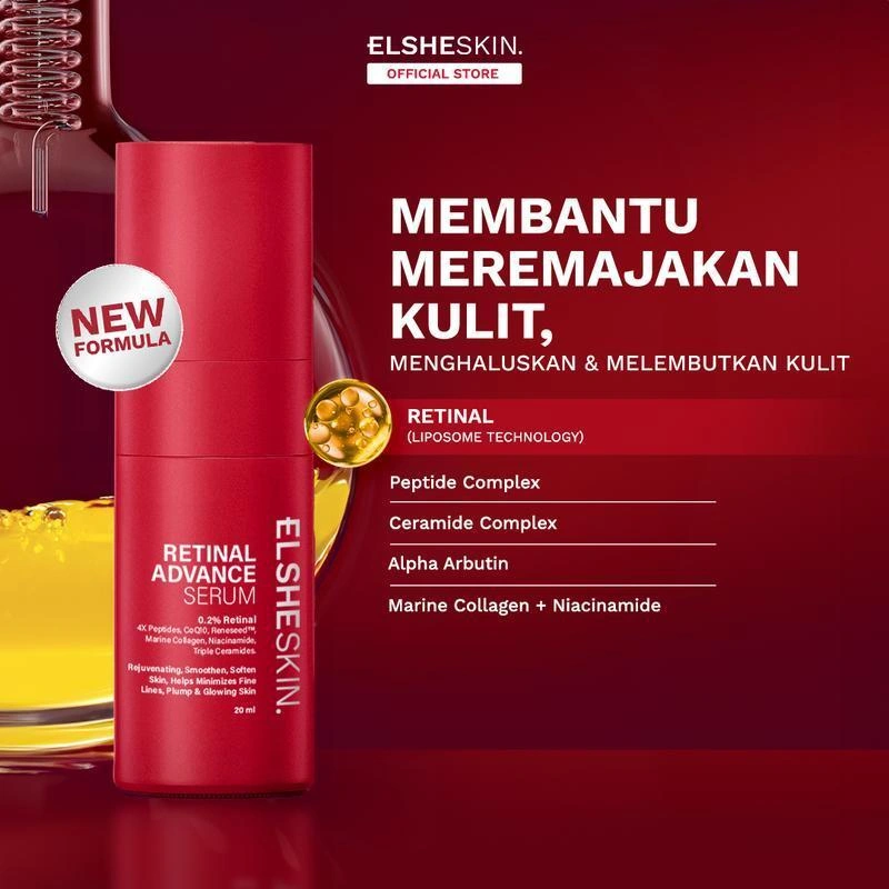 Elsheskin Retinal Advance Serum 20ml - Anti Aging Serum untuk Kulit Kenyal, Bebas Jerawat