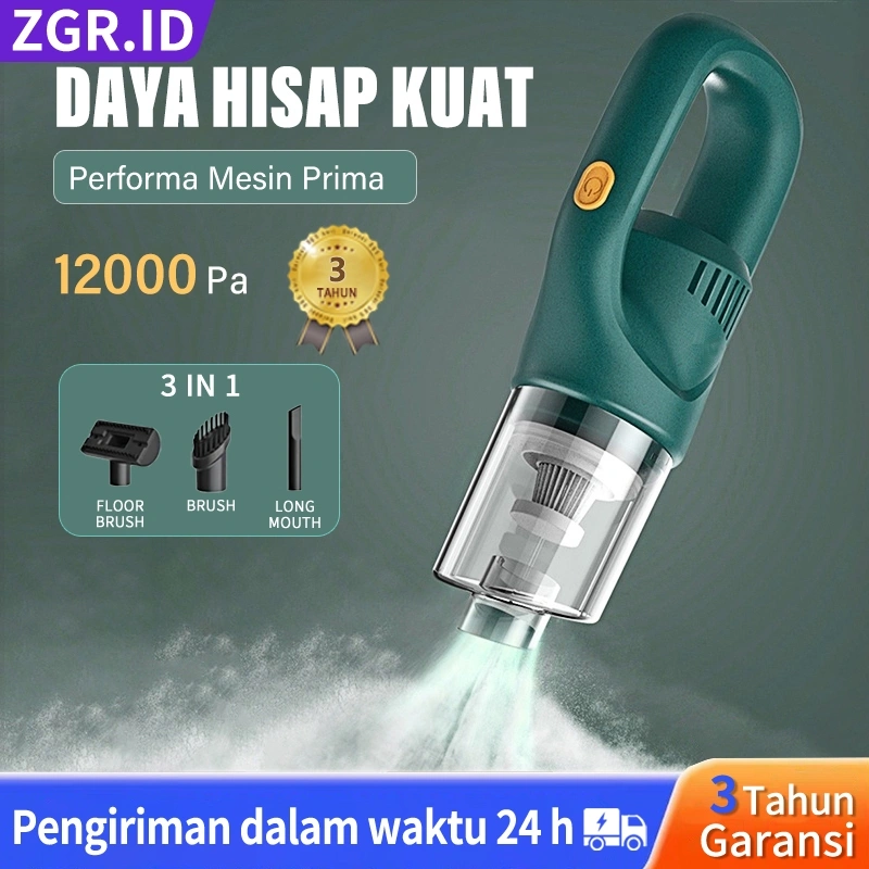 Garansi 3 tahun Cordless Vacuum 12000Pa penyedot debu nirkabel portabel Dayahisap kuat untuk rumah dan mobil 3 in 1
