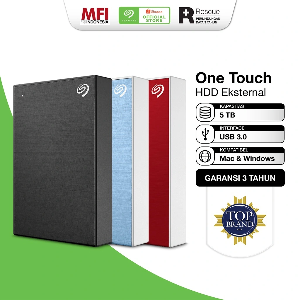 Seagate One Touch HDD 5TB - Hardisk Eksternal + Pouch ( Pengganti Seagate Backup Plus )