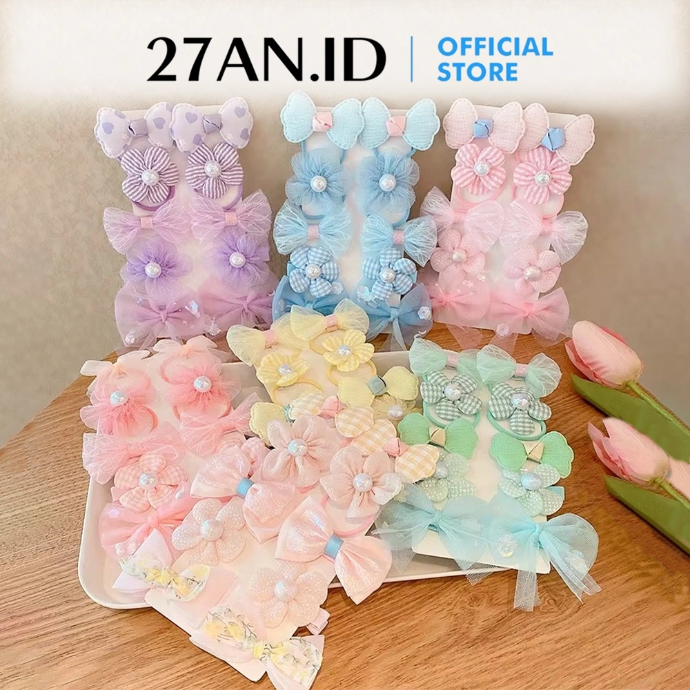 (27AN.ID) Set Jepit Rambut 10Pcs H711 Model Pita Bunga Cute Perempuan Motif Bunga Kekinian Fashion Pita Korean