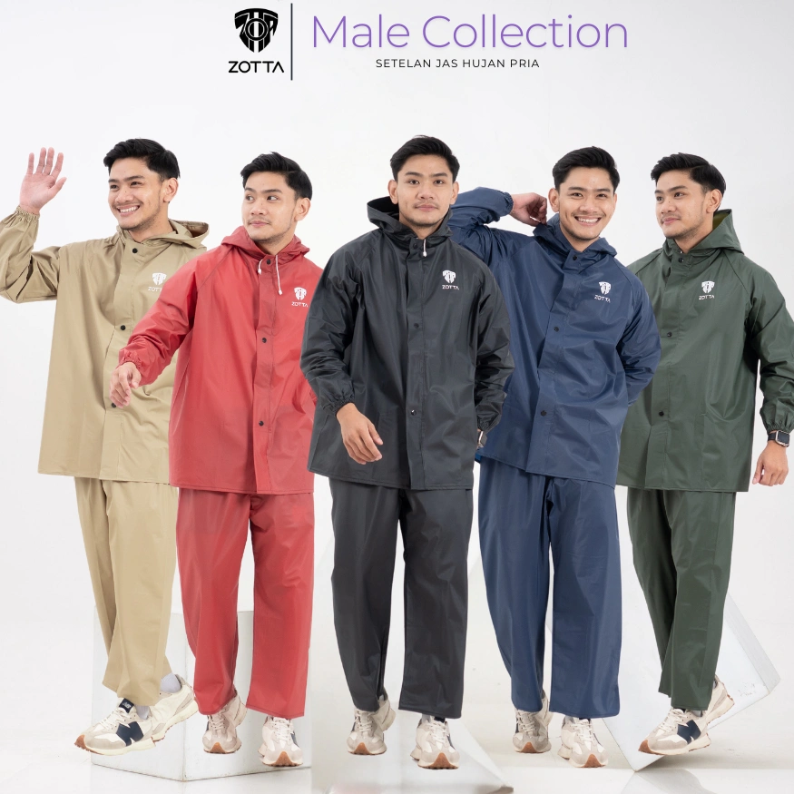 ZOTTA Jas Hujan Pria Cowok Dewasa Keren Bahan PVC