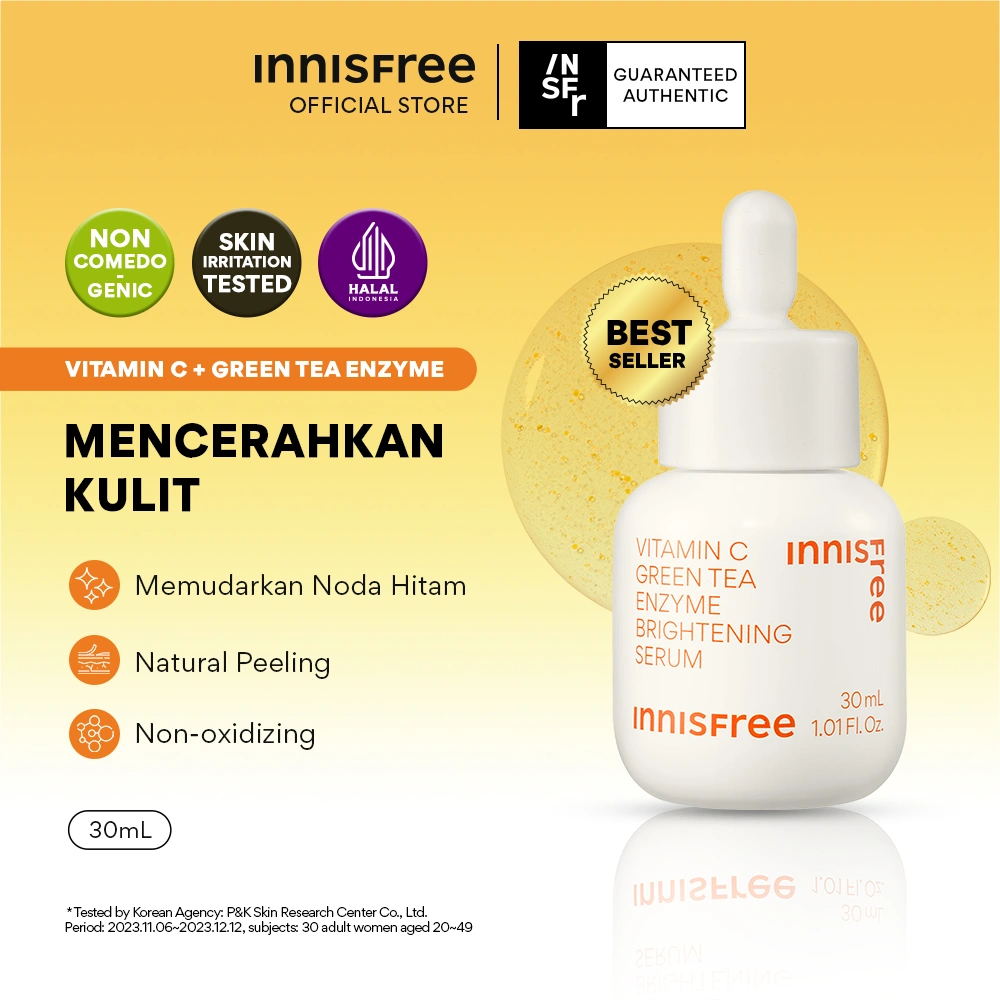 Innisfree Vitamin C Green Tea Enzyme Brightening Serum / Serum Pencerah Noda Hitam