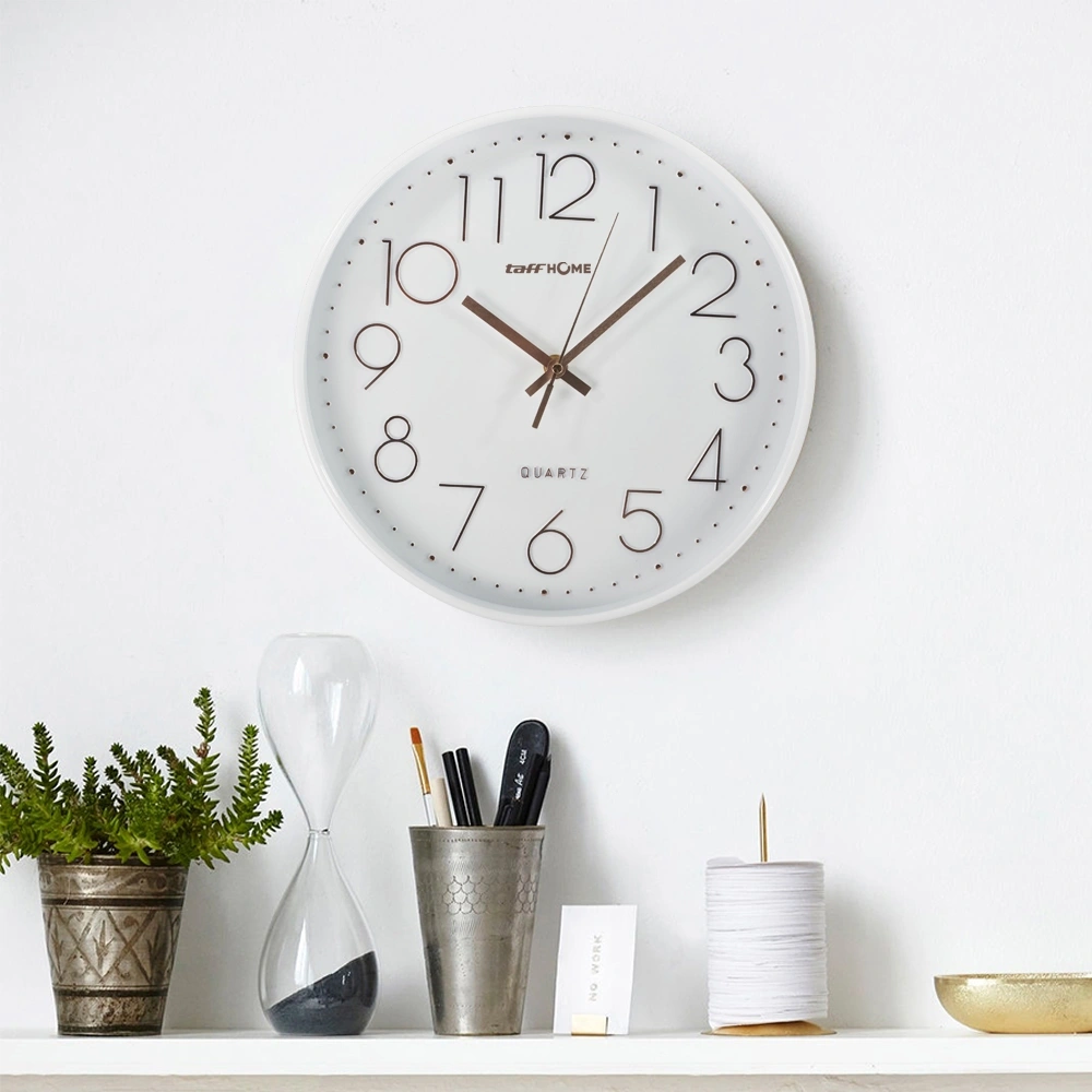 TaffHOME Jam Dinding Bulat Quartz Indoor Wall Clock Round Shape Silent Movement 29CM
