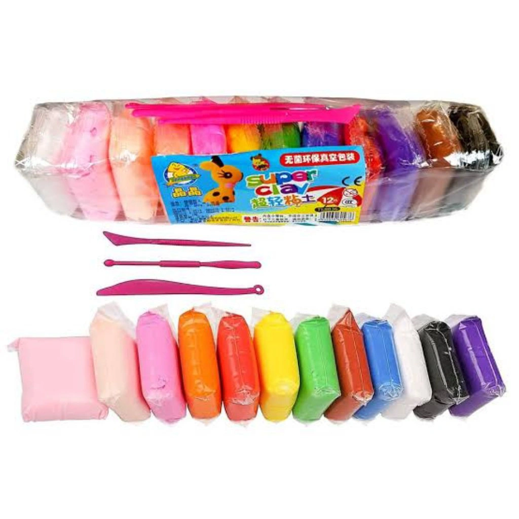 Clay Super Light 12 in 1 + alat Mainan Anak Edukasi