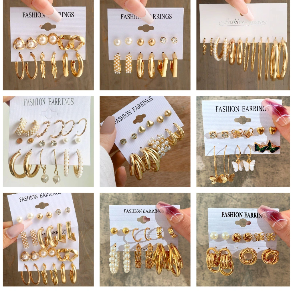 ANTING GAYA KOREA MEWAH 3 - 12 SET TITANIUM STEEL ANTI LUNTUR DAN ANTI KARAT BEST SELLER COD ANTING HIJAB KEKINIAN HITZ