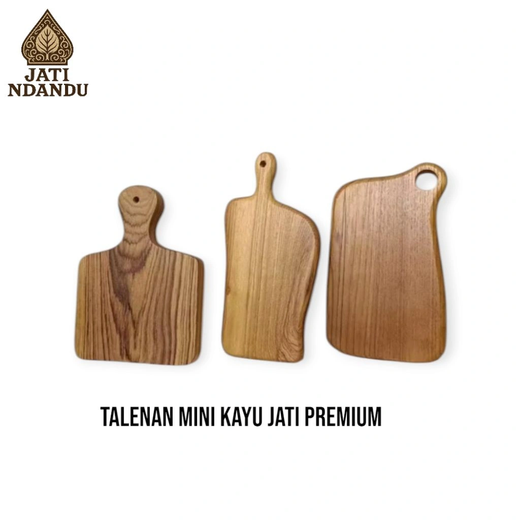 Talenan Kayu Jati Mini Natural – Ukuran 12x25 & 12x25 cm | Tebal 1,7 cm | Talenan Estetik Serbaguna