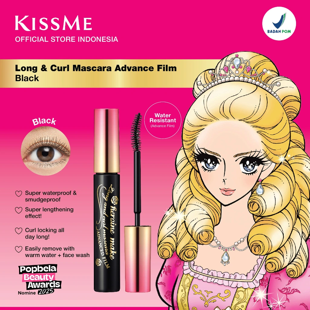KISS ME HEROINE Make Long & Curl Mascara Advanced Film Jet Black Super Waterproof 24 Jam / Mascara Made In Japan