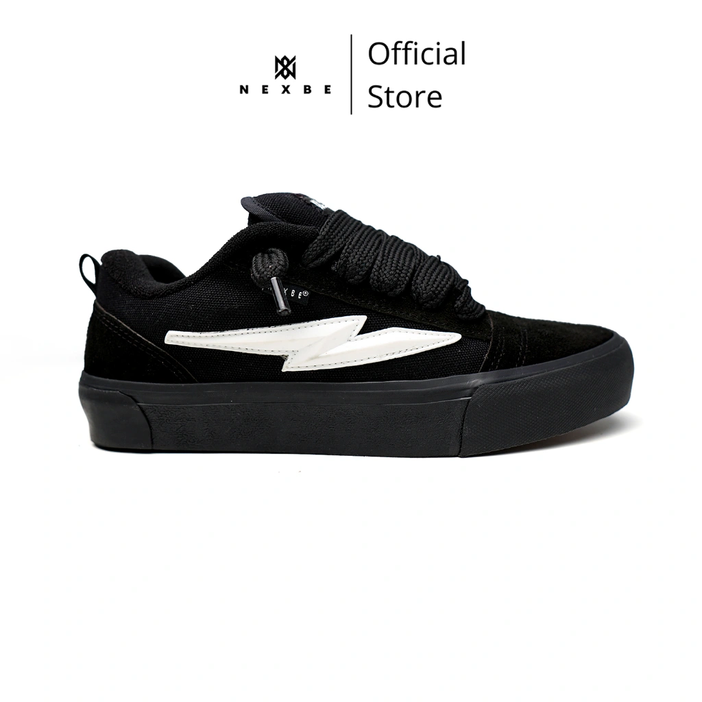 NEXBE - Maximo Full Black - White Sepatu Gemuk Gendut Pria Wanita