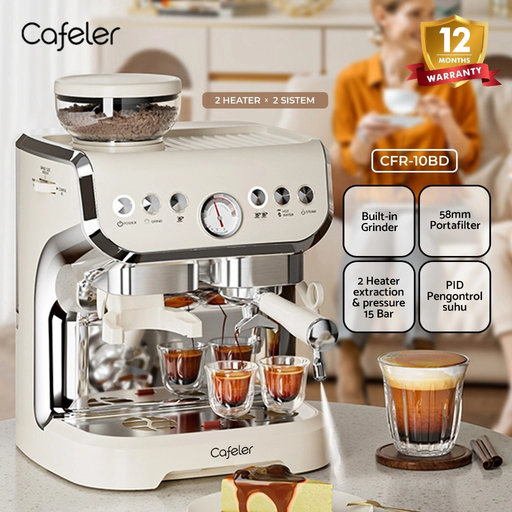 Cafeler Coffee Maker 2 Heater Sistem Mesin Kopi Espresso Grinder 58MM