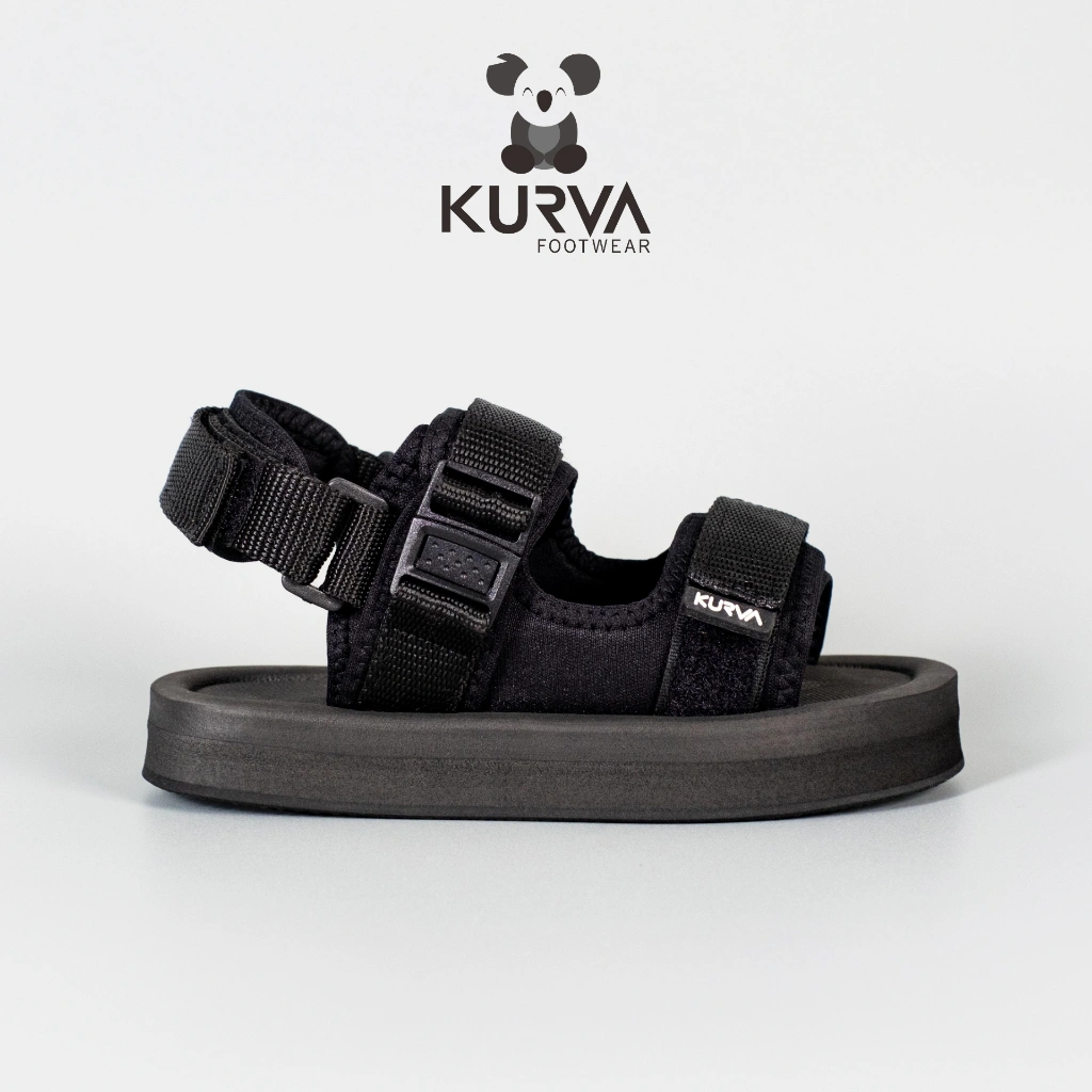 [BEST SELLER] KURVA - LEONS Full Black Sandal Gunung Anak/Balita Laki-laki/Perempuan - Original Footwear