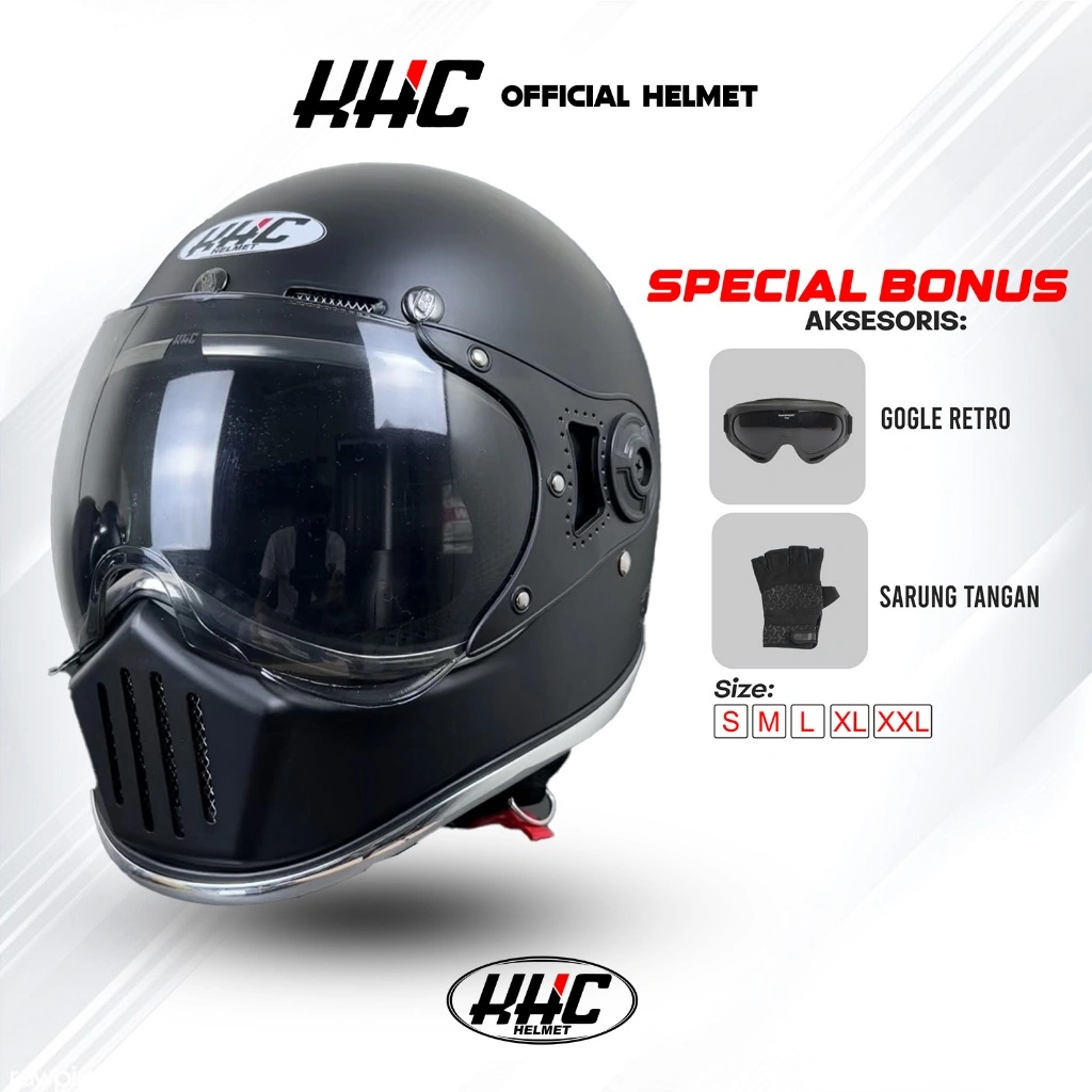 KHC Helm Original Cakil Pilot List Chrome FREE GOGLE+ST