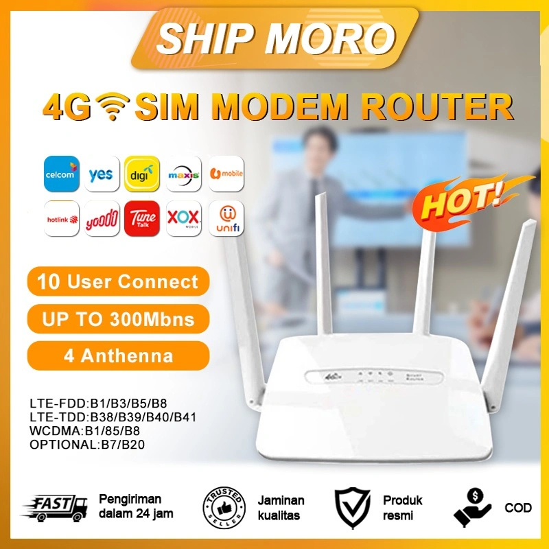 LX600 Modem WiFi Router LTE 4G 600Mbps Hotspot Rumah CPE Dengan Slot Kartu SIM Unlock Dukungan Banyak Operator Jaringan