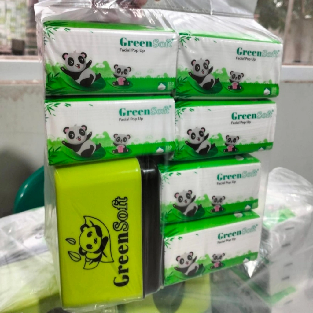 PROMO Tisu Green Soft Panda Pop Up 6 Pcs, Gratis Kotak Tisu