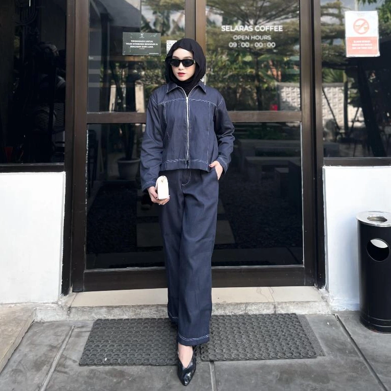 Lavyna One Set Denim by Keenohel | one set | one set denim | top pants | atasan bawahan