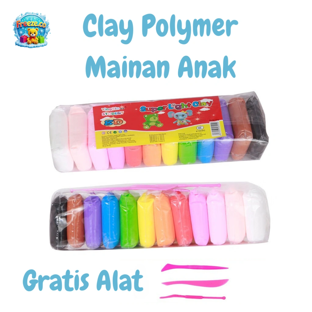 Mainan Anak Clay Polymer isi 12 Pcs Clay Mainan Anak 12 Warna Mainan Lilin Platisin Slime