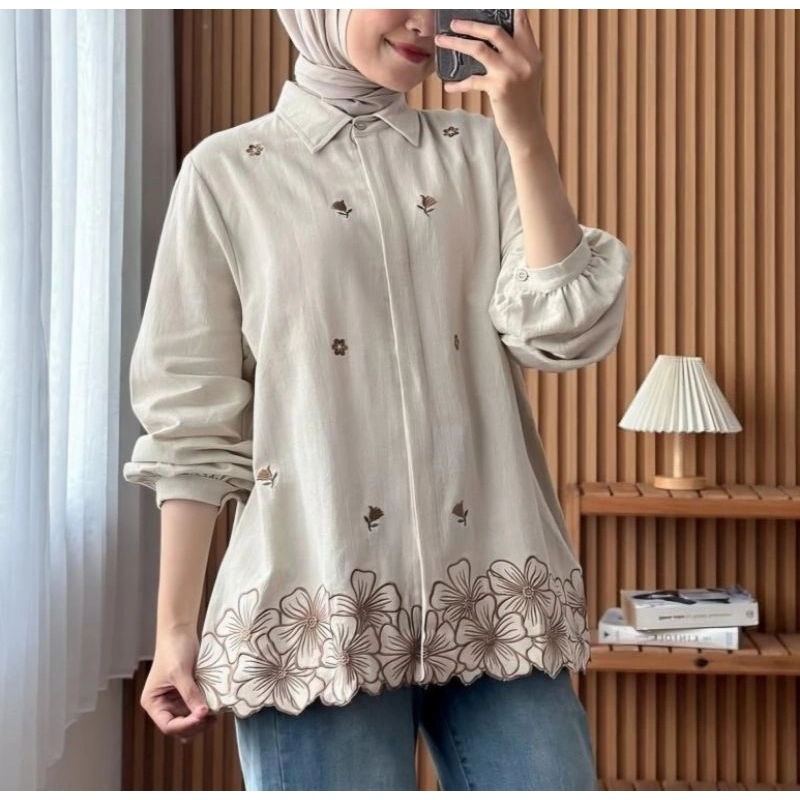 STEVY BLOUSE BORDIR LINEN RAMI