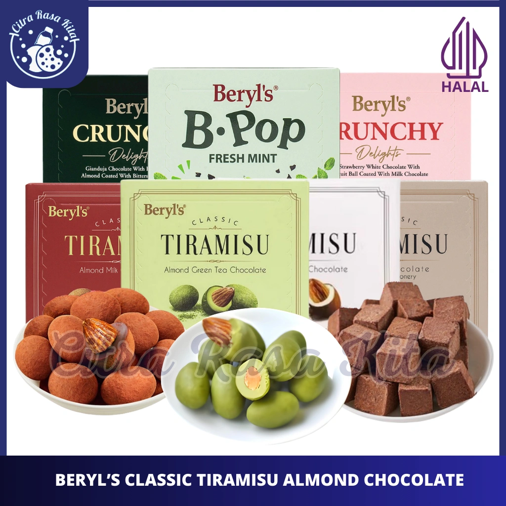 Beryls Classic Tiramisu Almond Milk Chocolate, White Chocolate & Green Tea Chocolate 65gr