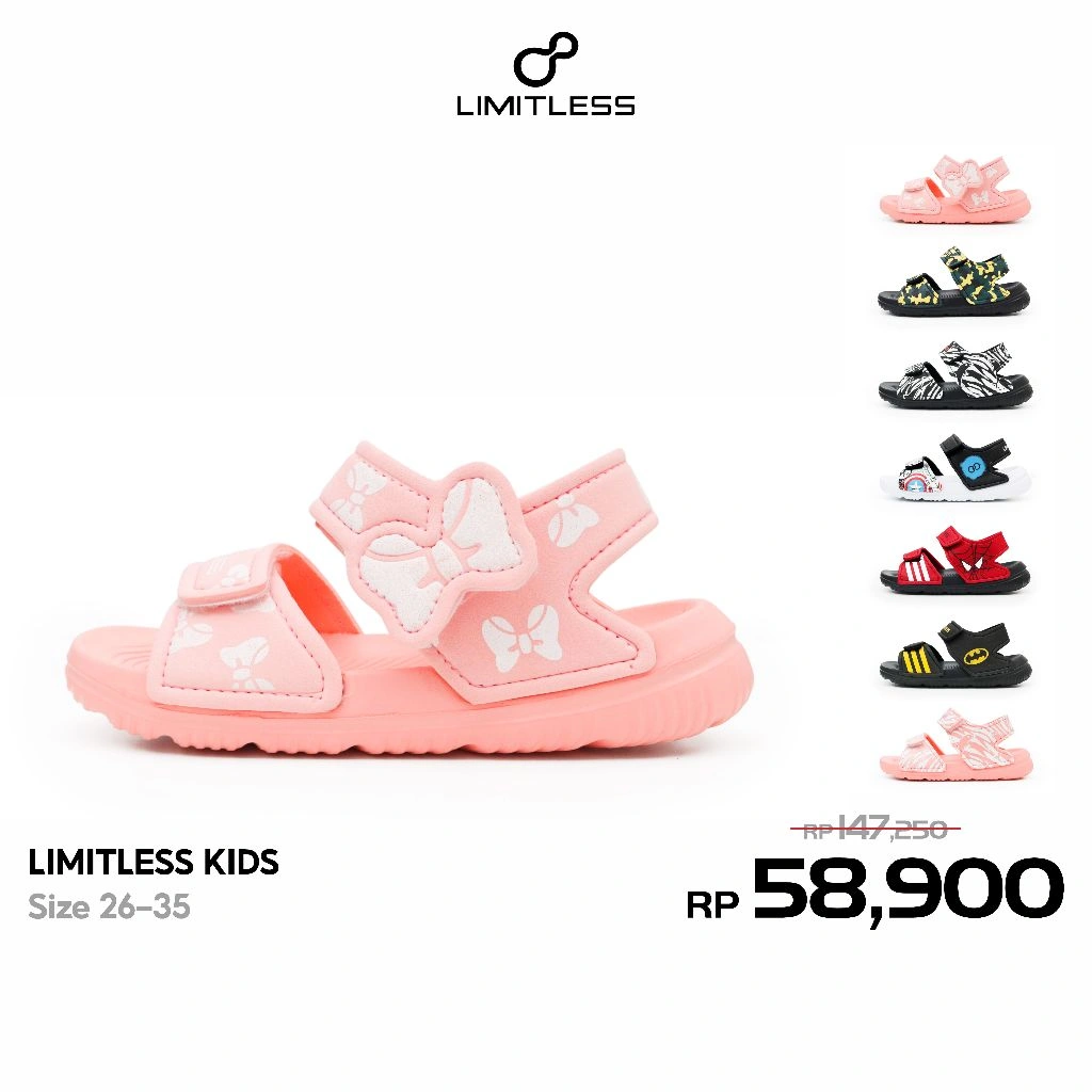 Limitless - Sandal Anak Cewek Motif Cute Sendal Anak Perempuan Karakter Sepatu Sandal Anak Tali Belakang Ringan Nyaman