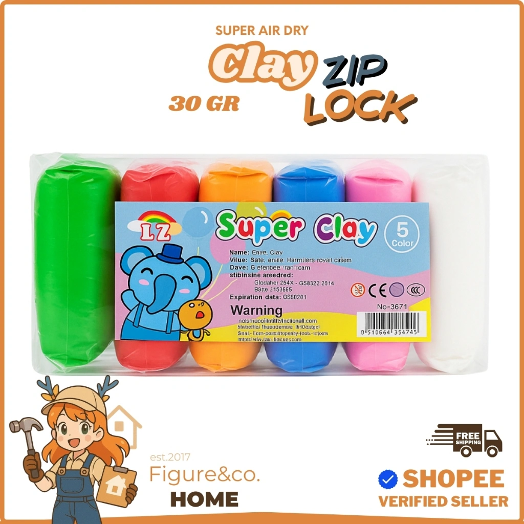 [FM] - 30 GRAM Clay Polymer Jumbo Size Isi 6 Warna Mainan Clay Tanah Liat