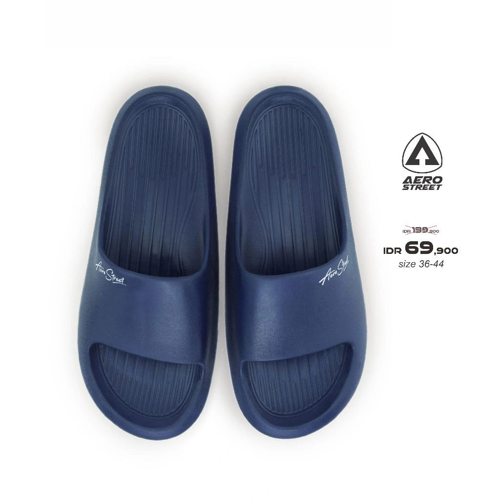 Aerostreet 36-44 Ceilo Navy - Sandal Sendal Selop Slip On Casual Pria Wanita Aero Street 21AAA0