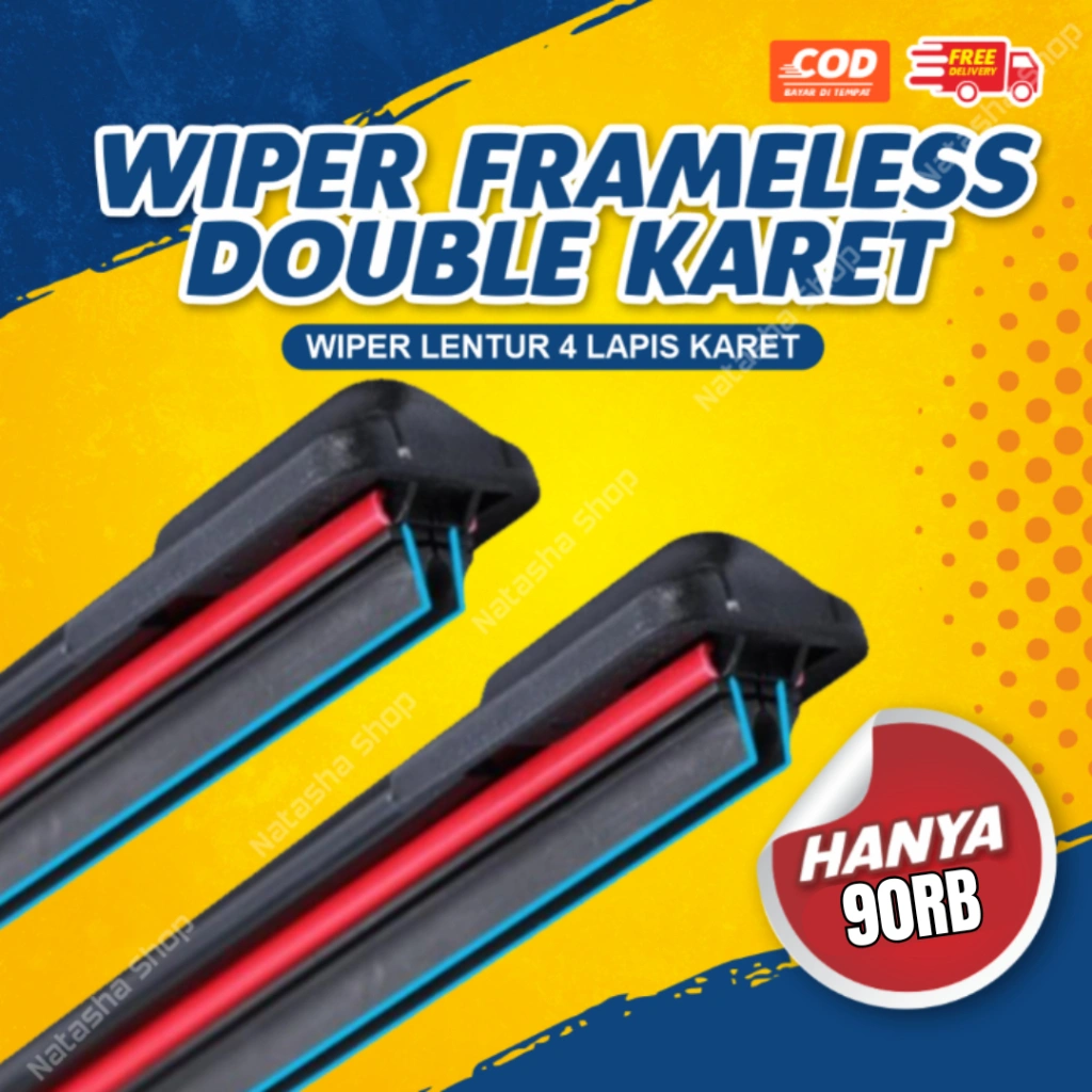 Wiper Dual Karet Double Blade Frameless Universal Cocok Semua Tipe Mobil Sepasang 2 PCS