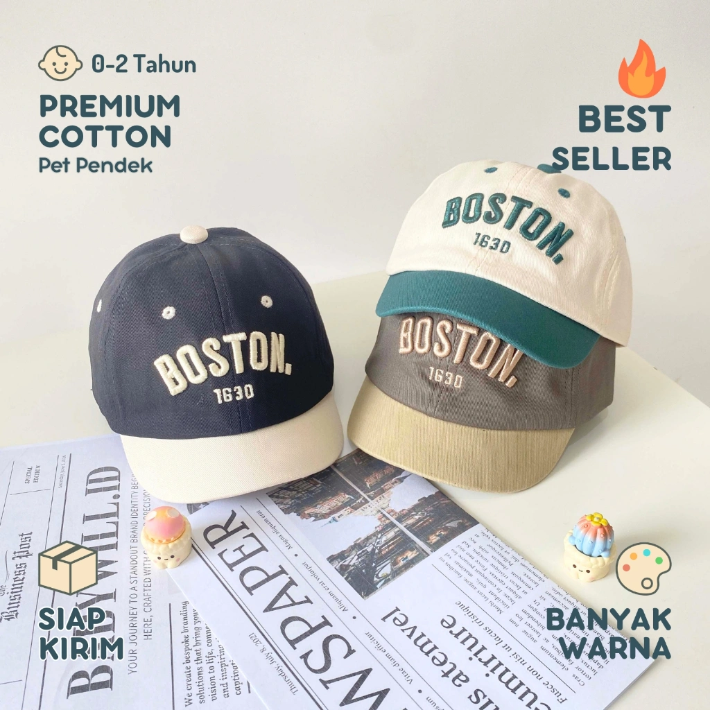 Topi Baseball Anak Boston Korea 1–4 Tahun | Topi Lucu Unisex Premium Babywill.ID