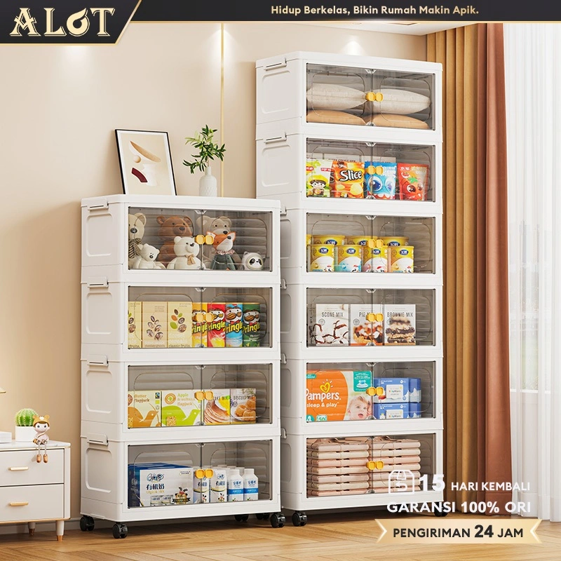 ALOT 50-60cm Lemari Plastik Susun Besar  3/4/5/6 Tingkat Anak & Bayi Penyimpanan Serbaguna Wardrobe Storage Hemat Ruang Katrol Senyap Anti Debu