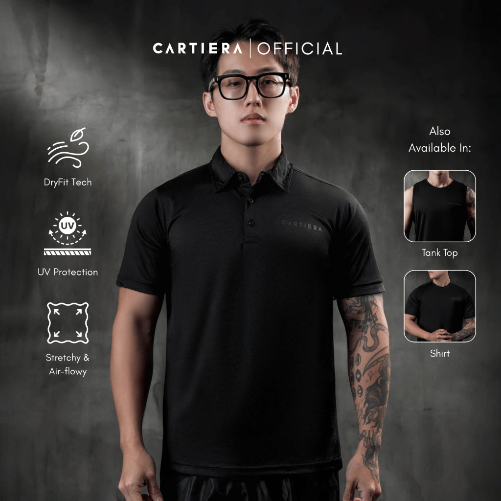Cartiera Velto Kaos Olahraga Pria Dry Fit Premium Baju Gym Jogging Stretchy UV Protection