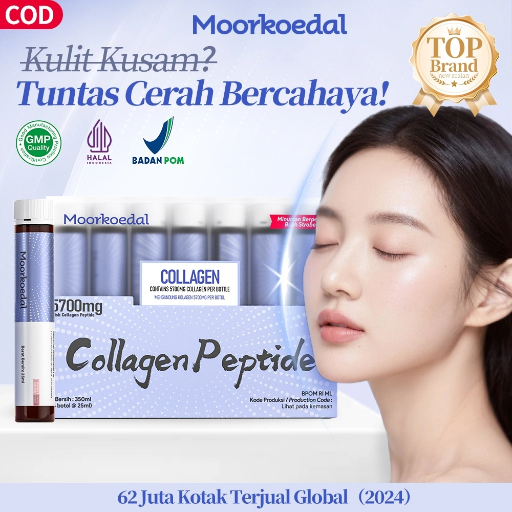 Moorkoedal Collagen Drink 5700mg 14 Botol Minuman Kolagen Mencerahkan Kulit Colagen Peptides Glowing Skin