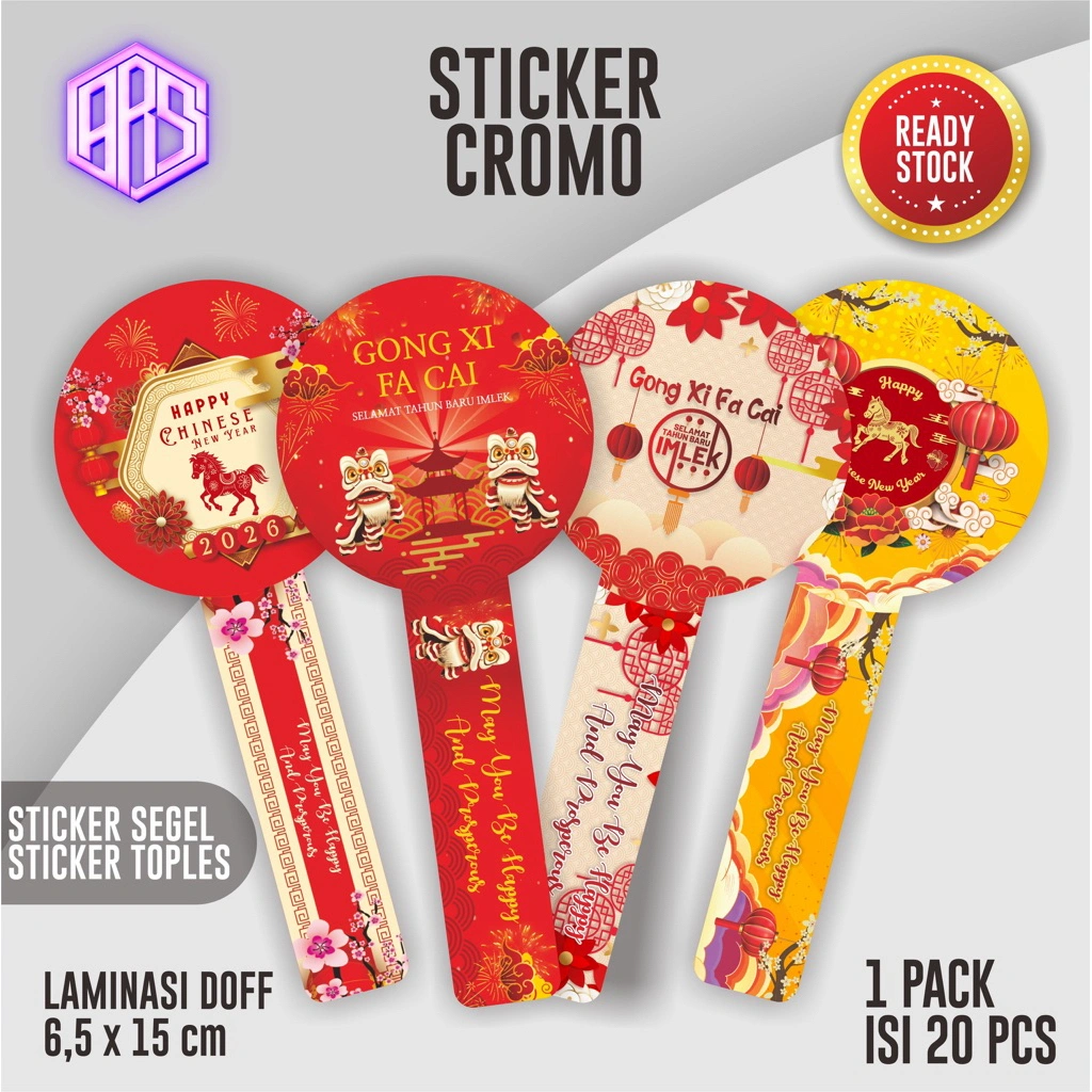 (20PCS) Sticker Toples Imlek Chinese New Year 2026/ Stiker Kue Imlek CNY Shio Kuda