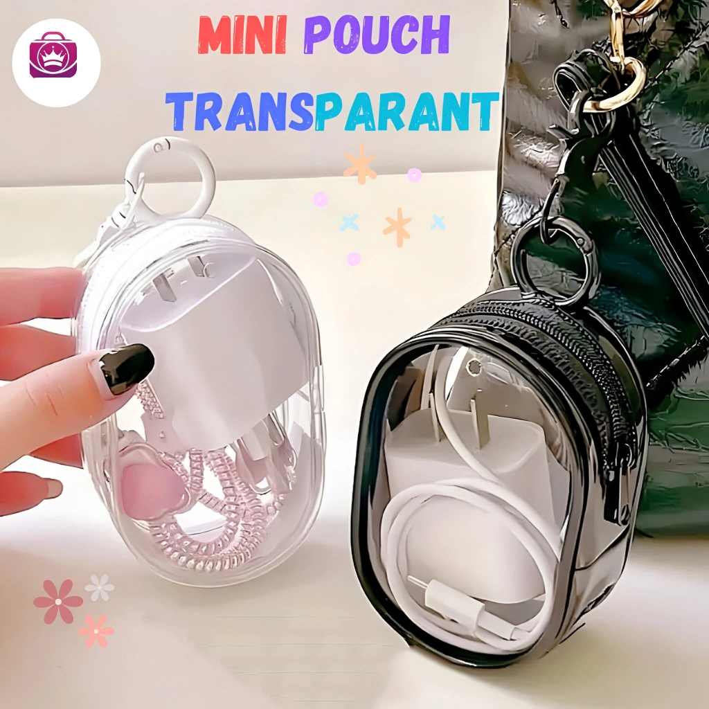 Mini Bag Penyimpanan Kabel / Pouch Aesthetic Transparan Serbaguna