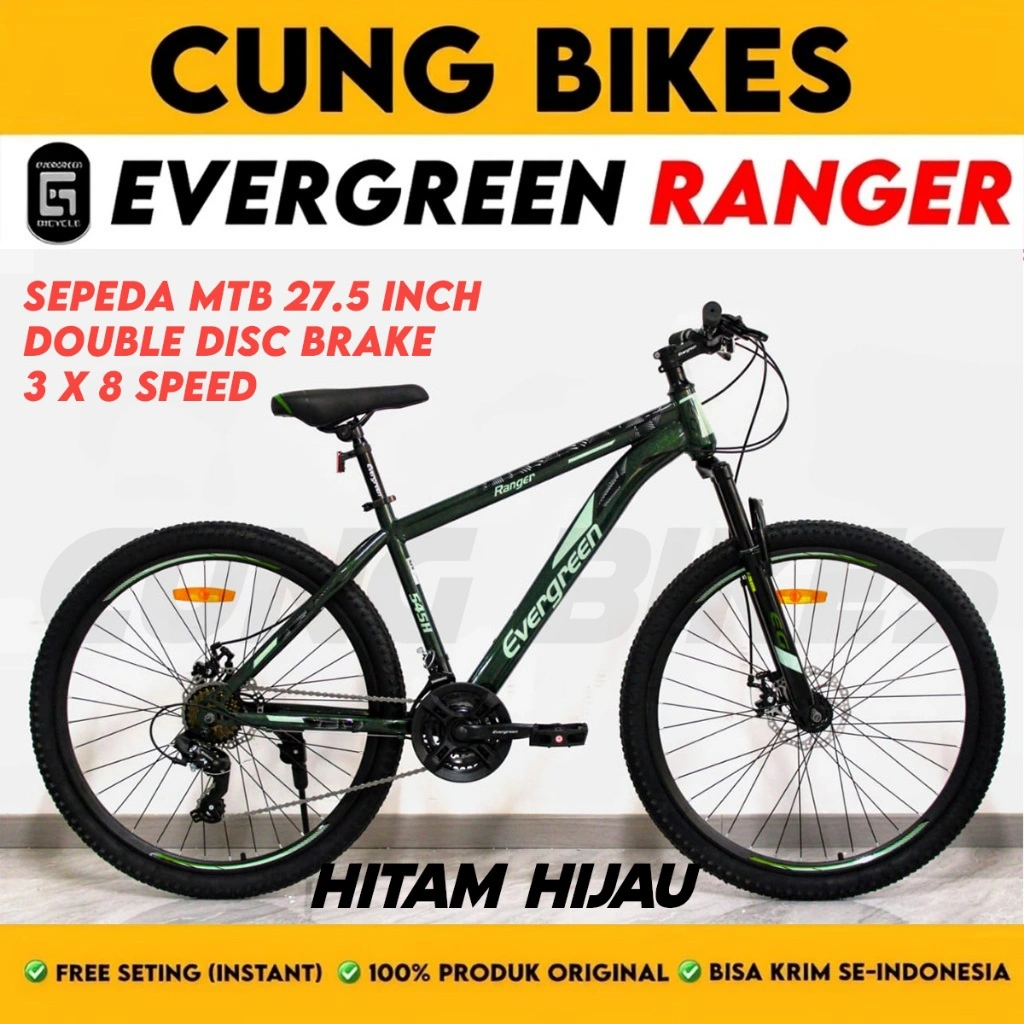 Sepeda gunung MTB 27.5 Inch Evergreen Ranger 545 Double disc brake 24 Speed
