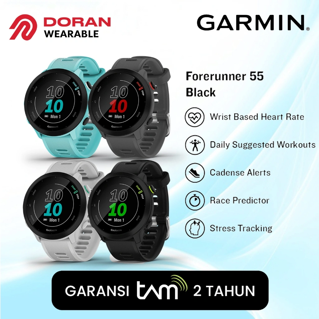 Garmin Forerunner 55 | FR 55 Original Garansi Resmi TAM 2 Tahun