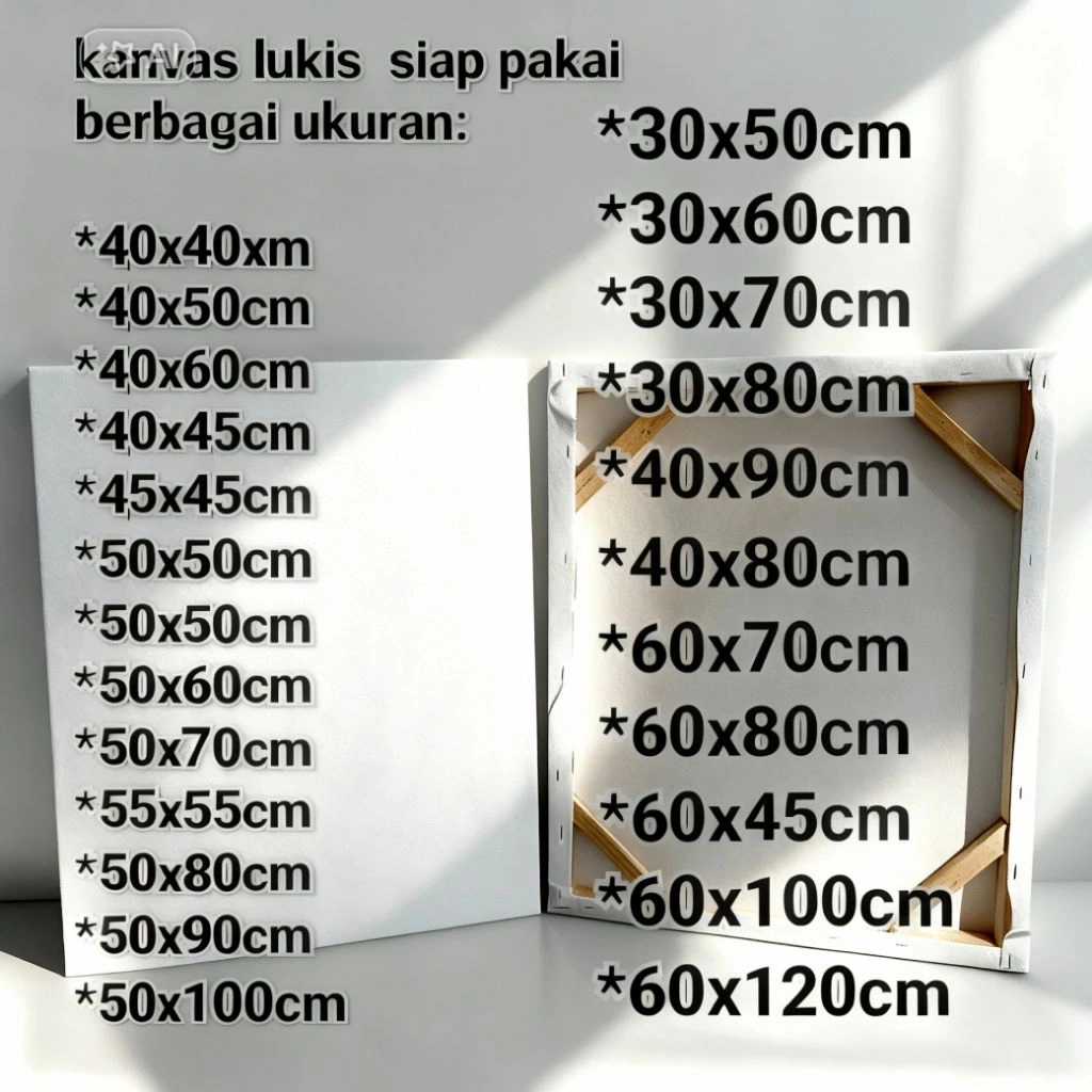 Kanvas lukis Premium.berbagai ukuran canvas (Cotton)tc