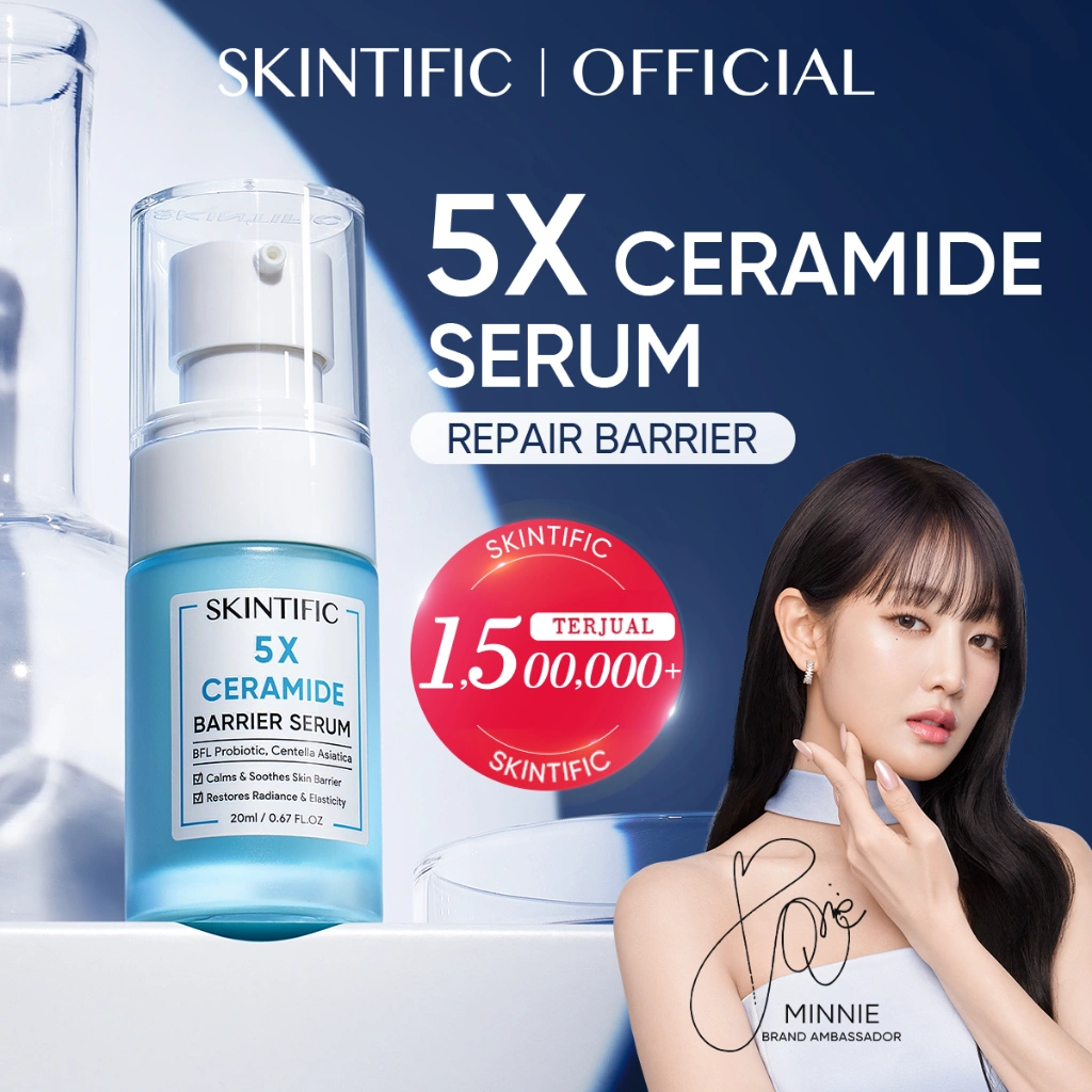 SKINTIFIC - 5X Ceramide Barrier Serum 50ml | Merawat skin barrier Serum Mencerahkan Dark Spot Tumpas Komedo anti aging anti acne Eksfoliasi Mengangkat Sel Kulit Mati Exfoliating with Ceramide Probiotik Kompleks Centella Asiatica