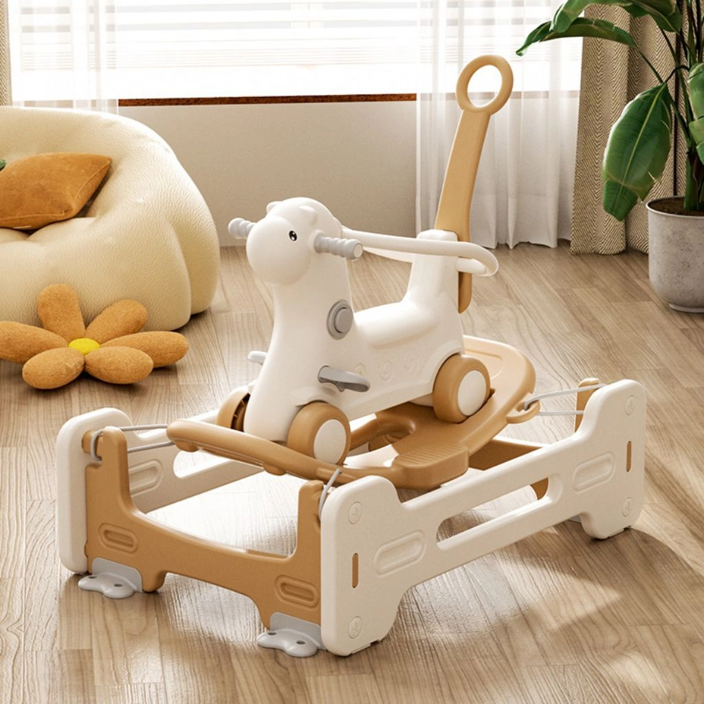 Kuda-Kudaan Anak 3 IN 1 Rocking, Trampoline, Ride On With Push Rod | Alpaca Rocking Trampoline JM30312