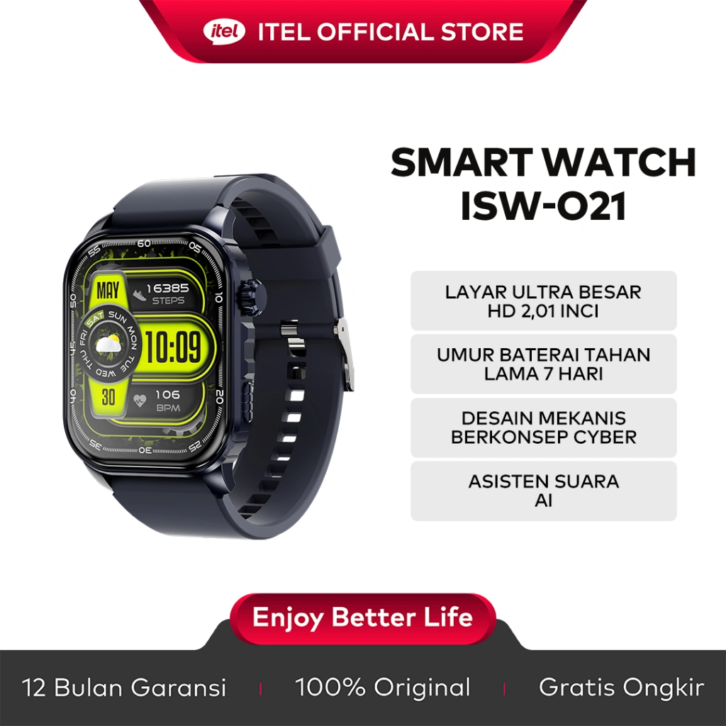 itel ISW-O21 Smart Watch Cyber Smart Watch, 10 Days Extra-Long Battery, 2.01" Ultra Large HD Display, AI Voice Assistant, Support Heart Rate and Sleep Monitor