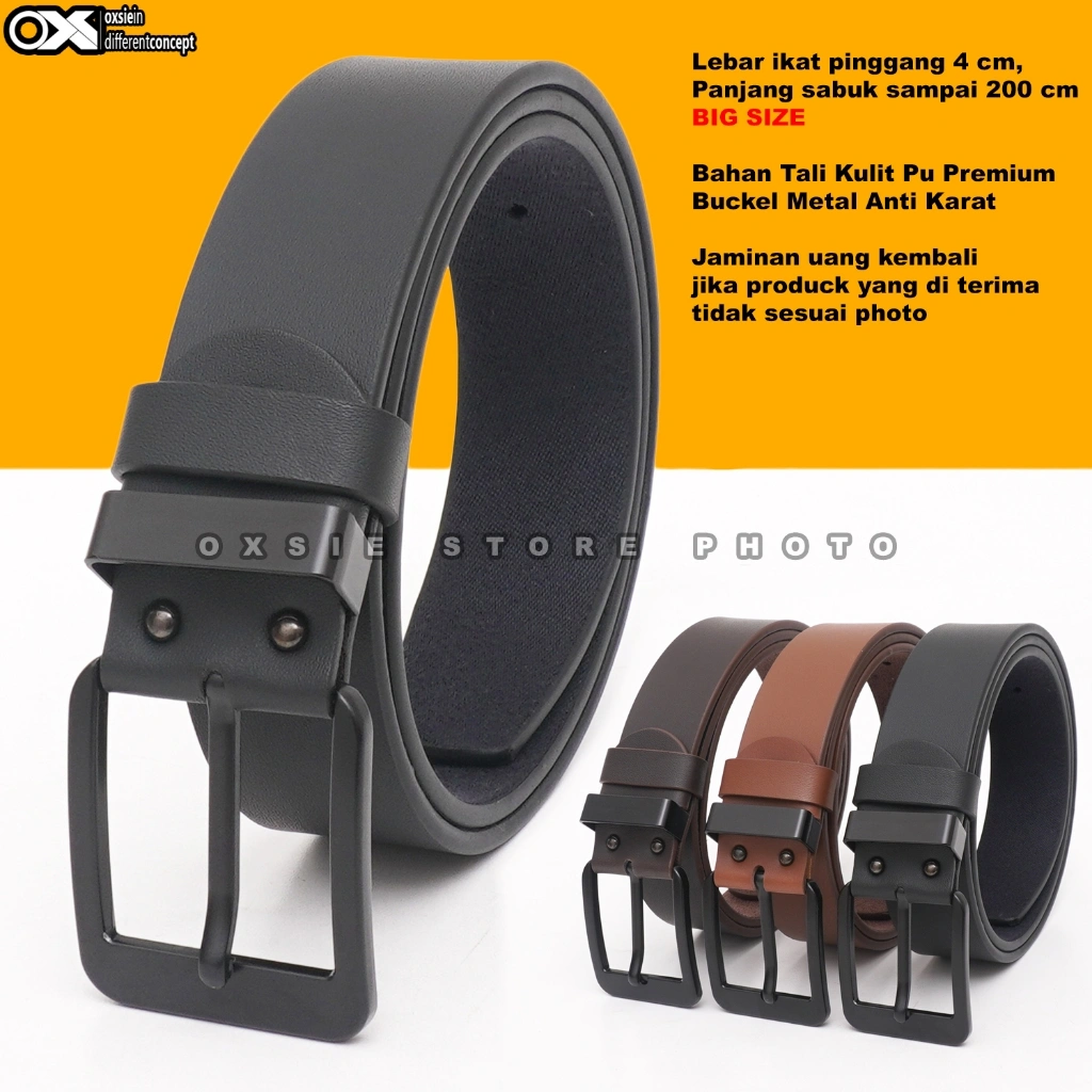 Sabuk Kulit Cowok Jumbo Panjang 200cm Ikat Pinggang Pria OXS410B