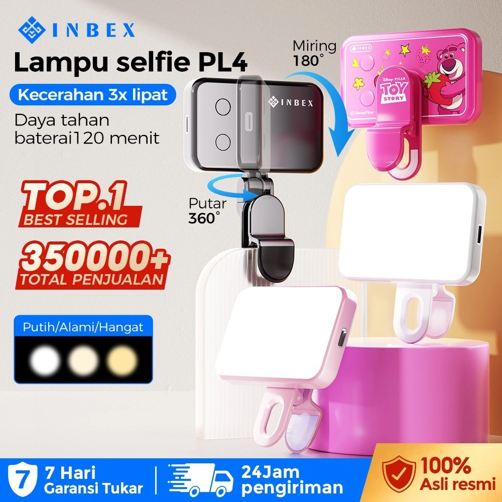INBEX PL4 Lighting kontent Mini LED Lampu 3 warna Saku Kecantikan lighting hp jepit Mobile Phone Portable toy