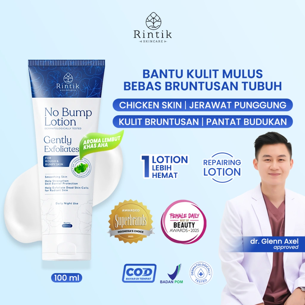 Rintik Skincare No Bump Lotion Lotion Tubuh Kulit Bruntusan Chicken Skin Jerawat Badan & Pantat Budukan100ml