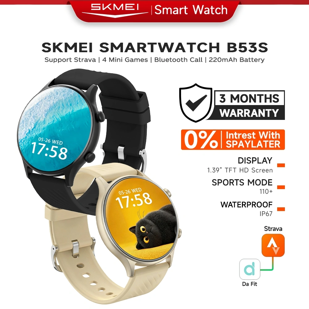 Skmei B53S smartwatch Jam Tangan Smartwatch pria original jam Monitor tidur | 220mAh Baterai Standby time Bluetooth Call | IP67 Waterproof