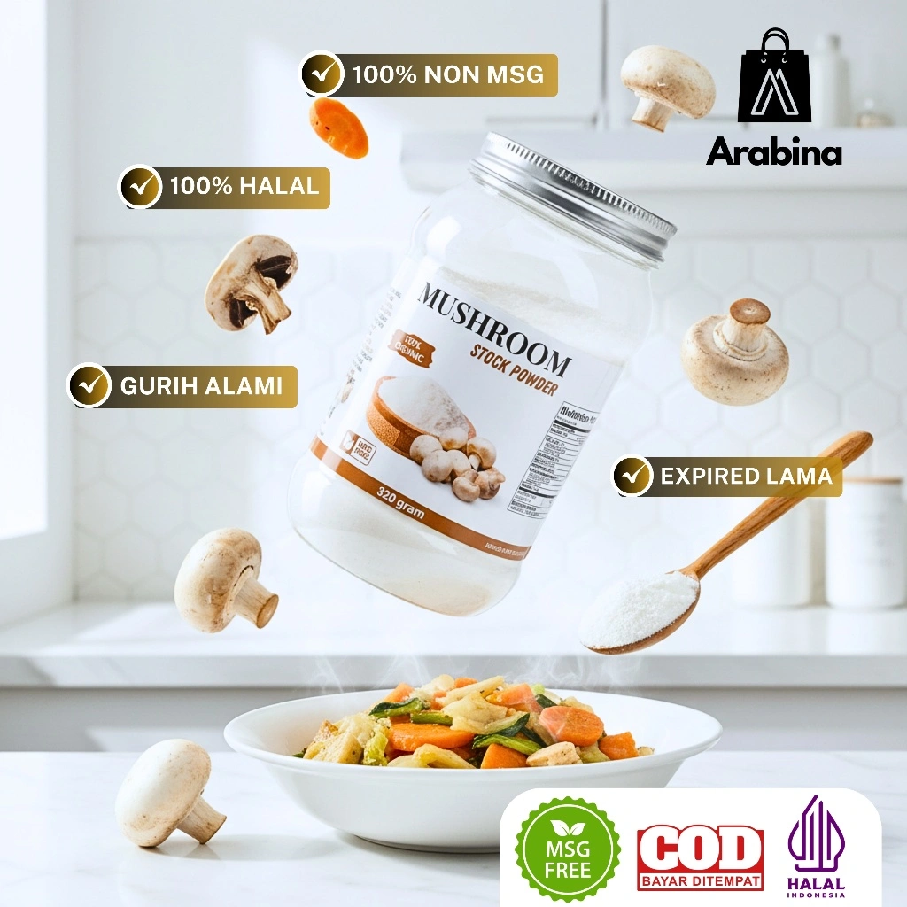 Kaldu Jamur Bubuk 100% Non MSG Halal Bumbu Penyedap Rasa Mushroom Seasoning Powder